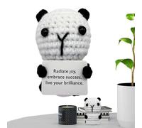 Shurzzesj Positive Crochet,Panda Bunny Tiger Bear Emotional Support Crochet | 10cm Cartoon Panda Bunny Tiger Bear Decor Cheer up Knitted Doll, Holding Card Funny Cute Encouragement Doll for Birthday
