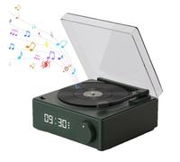 Shurzzesj Turntable with Speakers, Wired Turntable Speakers - Vertical Turntable with Wireless Speaker and Alarm Clock, Wireless Travel Speakers, Vertical Turntable for