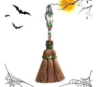 Shurzzesj Witches Brooms with Crystals - Small Natural Crystal Broom Wiccan Altar Broom - Compact Home Wiccan Ritual Decor Witch Altar Broom for Holloween