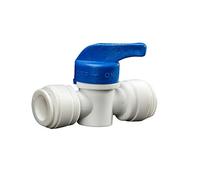 Shut-Off Ball Valve Push Fit Pipe Plastic Water Tank Valve for Fridges Aquarium and Reverse Osmosis Plumbing (1/4" Tube x 1/4" Tube)
