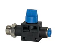 Shut-off valve »Blue Series«, plug-in connection, G 3/8 a., for connecting external diameter 10 mm, working pressure max. 15 bar, plastic/brass vertical.