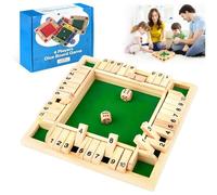 Shut the Box Classic Wooden Board Game with Dice - 4 Player Educational Travel-Friendly Fun Table Math Game for Kids & Adults