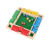 Shut The Box Dice Game, Four-Sided Flip Card Game Toys, 2-4 Player Family Wooden Board Table Math Games for Adults and Kids, 8 Dices Classics Games for Home, Classroom, Party or Pub (#C)