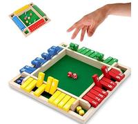 Shut The Box Dice Game - Wooden 4 Player Travel Board Game with 8 Dice - Educational Math Game for Kids, Perfect for Classroom and Home, 2-4 Players