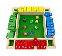Shut The Box for 4 Players, Wooden Table Game Dice Games Educational Dice Game Great Family Board Games Holiday Travel Fun Game Math Learning Education Toy Gift for Kids 3 4 5 6 Years Old -Multicolor