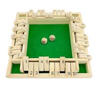 Shut The Box for 4 Players, Wooden Table Game Dice Games Educational Dice Game Great Family Board Games Holiday Travel Fun Game Math Learning Education Toy Gift for Kids 3 4 5 6 Years Old
