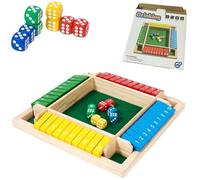 Shut The Box Game, 2-4 Player Family Wooden Board Table Math Games, Four-sided Flip Card Game Toys, Improves Mathematical Skills, for Classroom, Home