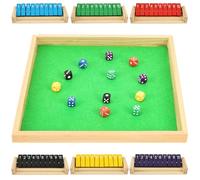 Shut the Box Game 2-6 Player, Portable Board Game for Adults, Traditional Wooden Table Dice Games, Classic Dice Games for Teens & Family Gatherings (Colourful)