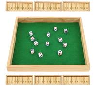 Shut the Box Game 2-6 Player,Portable Educational Board Game for Kids & Adults,Educational Wooden Table Dice Games,Classic Dice Games(Authentic Natural Wood Color)