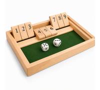 Shut the Box Game 2 Player, Wooden Dice Game for Adults, Compact Table Game | Compact 21x14.2x2.5 cm Size, Ideal for Family Game Night, Pub Social, Travel, and Math Learning Activities