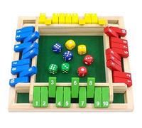 Shut the Box Game 4 Player 4-Sides Flipping Maths Games with 8 Dice 2-Sided Number Wooden Board Games for Learning Numbers, Strategy & Risk Management