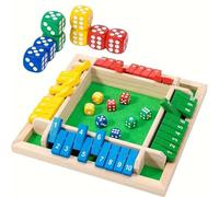 Shut The Box Game 4 Player,4-Sides Flipping Maths Games Wooden Board Game Table Game Classic Shut The Box Educational Dice Game for Family Kids