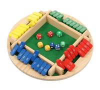 Shut The Box Game 4 Player, Wooden Classic Table Dice Game for Kids Adults | Traditional Math Great Family Pub Board Games for Travel