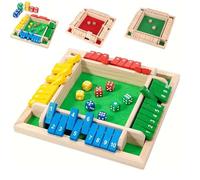 Shut The Box Game 4 Player,Wooden Table Game Dice Games Educational Dice Games Great Family Board Holiday Travel Fun Games Math Learning Education Toy Gift For Kids Age 3 4 5 6 + (Multicolor)