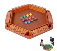 Shut The Box Game, 6 Player Wooden Dice Board Game,Classic Table Dice Games,Wooden Math Traditional Pub Board Dice Game,For Kids & Adults (Wood Color)