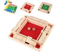 Shut the Box Game,Family Board Games,Shut the Box Game 4 Player,4 Sided Family Math Games for 2-4 Players, Enhancing Mathematical and Decision-Making Skills (B)