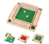 Shut the Box Game,Shut the Box Game 4 Player,Family Wooden Board Dice Games,Math Traditional Board Dice Games Travel for Holiday Fun (B1)