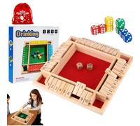Shut The Box Game, Shut The Box Game 4 Player-Wooden Dice Board Game with 8 Dice, 4 Sided Family Math, Perfect for Parties & Gatherings, Enhances Math & Strategic Thinking Skills (Red)
