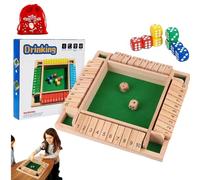 Shut The Box Game, Shut The Box Game 4 Player-Wooden Dice Board Game with 8 Dice, 4 Sided Family Math, Perfect for Parties & Gatherings, Enhances Math & Strategic Thinking Skills (Green)