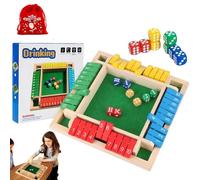 Shut The Box Game, Shut The Box Game 4 Player-Wooden Dice Board Game with 8 Dice, 4 Sided Family Math, Perfect for Parties & Gatherings, Enhances Math & Strategic Thinking Skills (Multicolored)