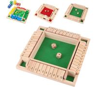 Shut The Box Game, Shut The Box Game Wooden, Shut-The-Boxs Dice Games with 8 Dice, Flip Card Game Toys, 4 Sided Family Math Games for 2-4 Players, Enhancing Mathematical and Decision-Making Skills (C)