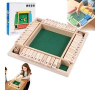 Shut The Box Game, Shut The Box-Wooden Dice Board Game, Four-Sided Flip Card Game Toys, Upgraded Wooden Dice Games for 2-4 Players, Improves Mathematical Skills, for Classroom, Home, Party (Green)