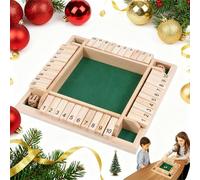 Shut The Box Game, Shut The Box-Wooden Dice Board Game, Four-Sided Flip Card Game Toys, Upgraded Wooden Dice Games for 2-4 Players, Improves Mathematical Skills, for Classroom, Home (Green)