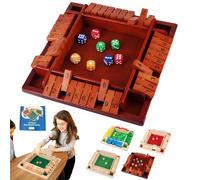 Shut The Box Game, Shut The Box-Wooden Dice Board Game, Upgraded Wooden Dice Games for 2-4 Players, Improves Mathematical Skills, for Classroom, Home, Party (Brown)