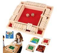 Shut The Box Game, Shut The Box-Wooden Dice Board Game, Upgraded Wooden Dice Games for 2-4 Players, Improves Mathematical Skills, for Classroom, Home, Party or Bar (Red)
