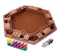 Shut The Box Game Wooden Board Game -1-6 Player Math Game, Classics Tabletop Version Games- Educational and Entertaining for Kids Adults, Family,Classroom,Home,Party or Pub (Brown)