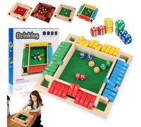 Shut The Box Game, Wooden Board Games, Four-Sided Flip Card Game Toys, With 8 Dice, 4 Sided Family Math Games For 2-4 Players, Enhancing Mathematical And Decision-Making Skills(Colorful)