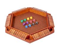 Shut The Box Game, Wooden Board Math Number Game for 1-6 Players, Colorful Hexagonal Dice Game for Kids Adults Families, 19cm Party Club Educational Toy with Instructions Included (#B)