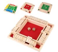 Shut The Box Game - Wooden Dice for Family Fun, 4-Sided Math for 2-4 Players, Enhance Learning & Decision-Making Skills(B)