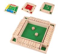 Shut The Box Game - Wooden Dice for Family Fun, 4-Sided Math for 2-4 Players, Enhance Learning & Decision-Making Skills(C)