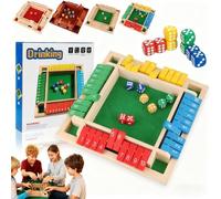 Shut The Box Game - Wooden Dice for Family Fun, 4-Sided Math for 2-4 Players, Enhance Learning & Decision-Making Skills(A)