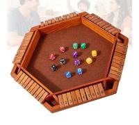 Shut the Box Game, Wooden Table Classic Dice Games for Kids Adults Classroom, Double Shutter Math Number Board Party Game for Kids Adults, Portable Family Dice Board(Brown)