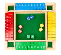 Shut The Box Game Wooden with Dice, 2-4 Player Math Strategy Game for Adults Kids - Close The Box Board Number Learning Activity, Family Travel Pub Games