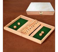 Shut The Box Game Wooden with Dice, 2 Player Math Strategy Game for Adults - Close The Box Board Number Learning Activity, Family Travel Pub Games Adult Strategy Board Game 18+