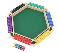 Shut The Box Math Game, 6 Player Interactive Board Game with 12 Dice for Adult Recreation