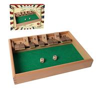 Shut The Box Wooden Board Dice Game - 12 Numbers Traditional Wooden Table Math Board Game with 2 Dice for Kids & Adults Classics Board Game Perfect for Family, Classroom, Home or Pub Bar