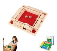 Shut The Box-Wooden Dice Board Game, Four-Sided Flip Card Game Toys for Adults & Kids, Math Learning Family Game (Red)