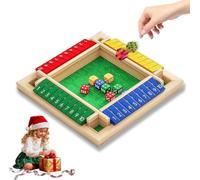 Shut The Box-Wooden Dice Board Game,Interactive Montessori Number Knockdown Games, 2-8 Player Four Sided Flip Card Game Toys,Classics Tabletop Family Math Games for Adults & Kids (4 Player)