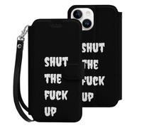 Shut The Fuk Up Cell Phone Front Flip Case Compatible with iPhone 15/15 Plus/15 Pro/15 Pro Max Soft Protective Shell