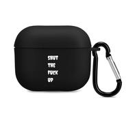 Shut The Fuk Up Compatible with Airpods 3 Case TPU Scratch-Resistant Drop-Proof Protective Cover with Keychain