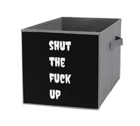 Shut The Fuk Up Cube Storage Bin Foldable Oxford Cloth Open Storage Basket with Handles for Closet Shelf