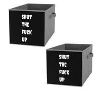 Shut The Fuk Up Cube Storage Bin Foldable Oxford Cloth Open Storage Basket with Handles for Closet Shelf