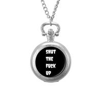 Shut The Fuk Up Men's Pocket & Fob Watches Analogue Display Quartz Watch with Chain for Birthday Christmas Father's Day Silver-Style