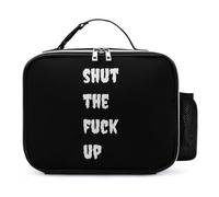 Shut The Fuk Up Portable Lunch Bags Bento Box Leather Insulated Tote Bag for Work Picnics Travel Gym