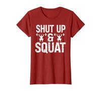 Shut Up and Squat Funny Leg Day T-Shirt, Women, Cranberry Red, Medium