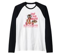 Shut Your Mouth Eat What's On Plate Mama Raglan Baseball Tee